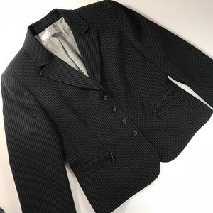 TAHARI womens modern black pinstripe blazer
